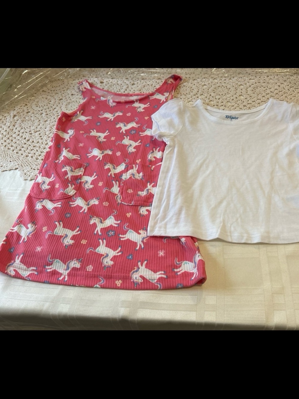 Kidgets Pink Unicorn Print Dress with White Tee